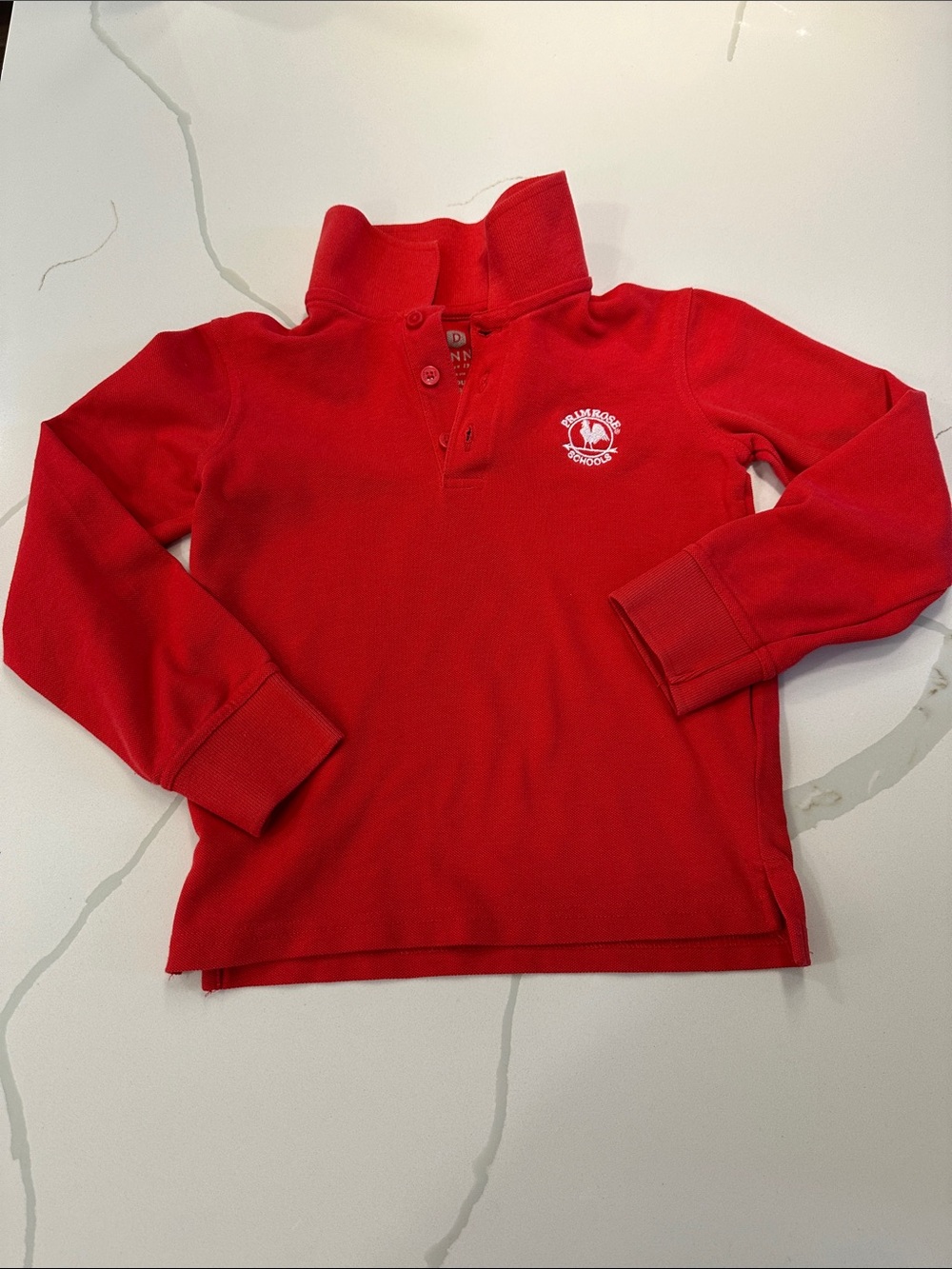 Dennis primrose school uniform long sleeve polo shirt red white size XS